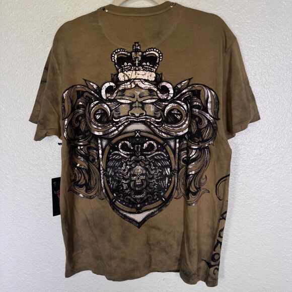 Konquest Shirt Mens Large King Skull Metallic Tee Tshirt Y2K Grunge Goth NEW - Picture 2 of 12